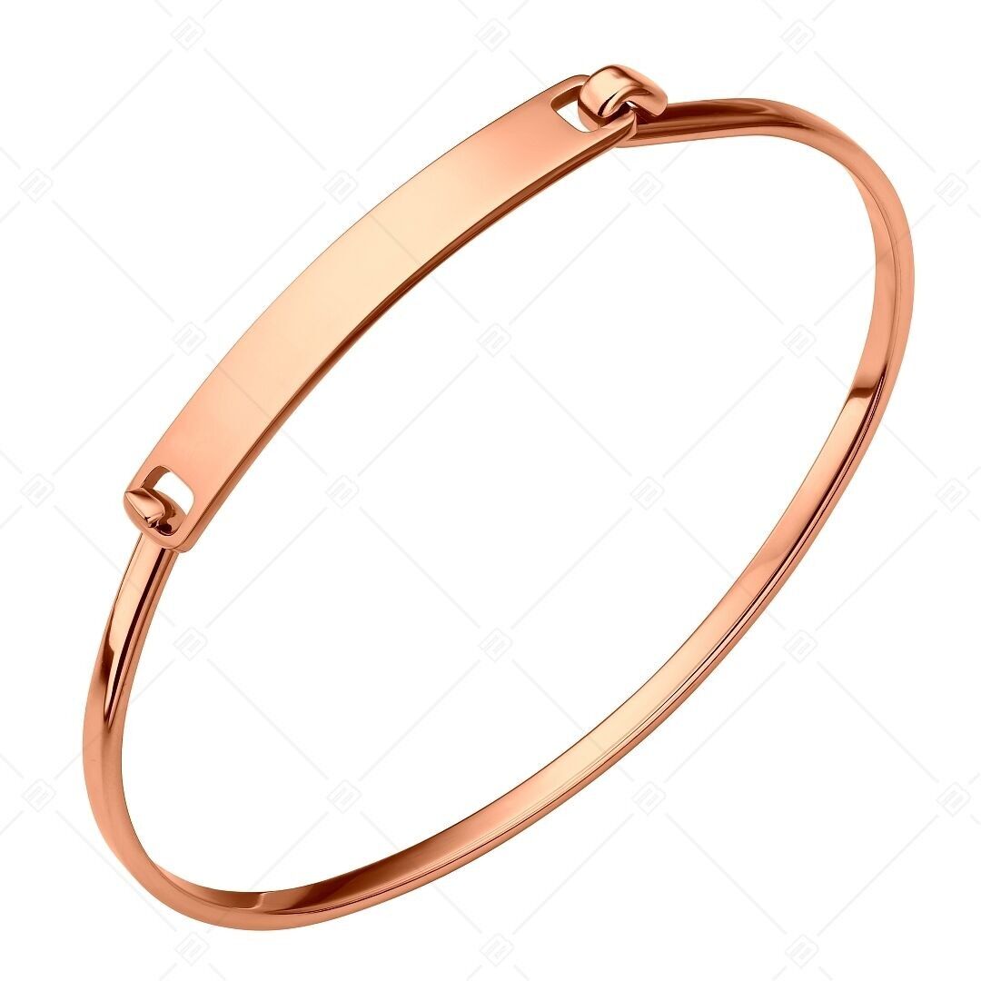 BALCANO - Clara / Brazalete minimalista de acero inoxidable con acabado pulido y baño de oro rosa de 18 quilates