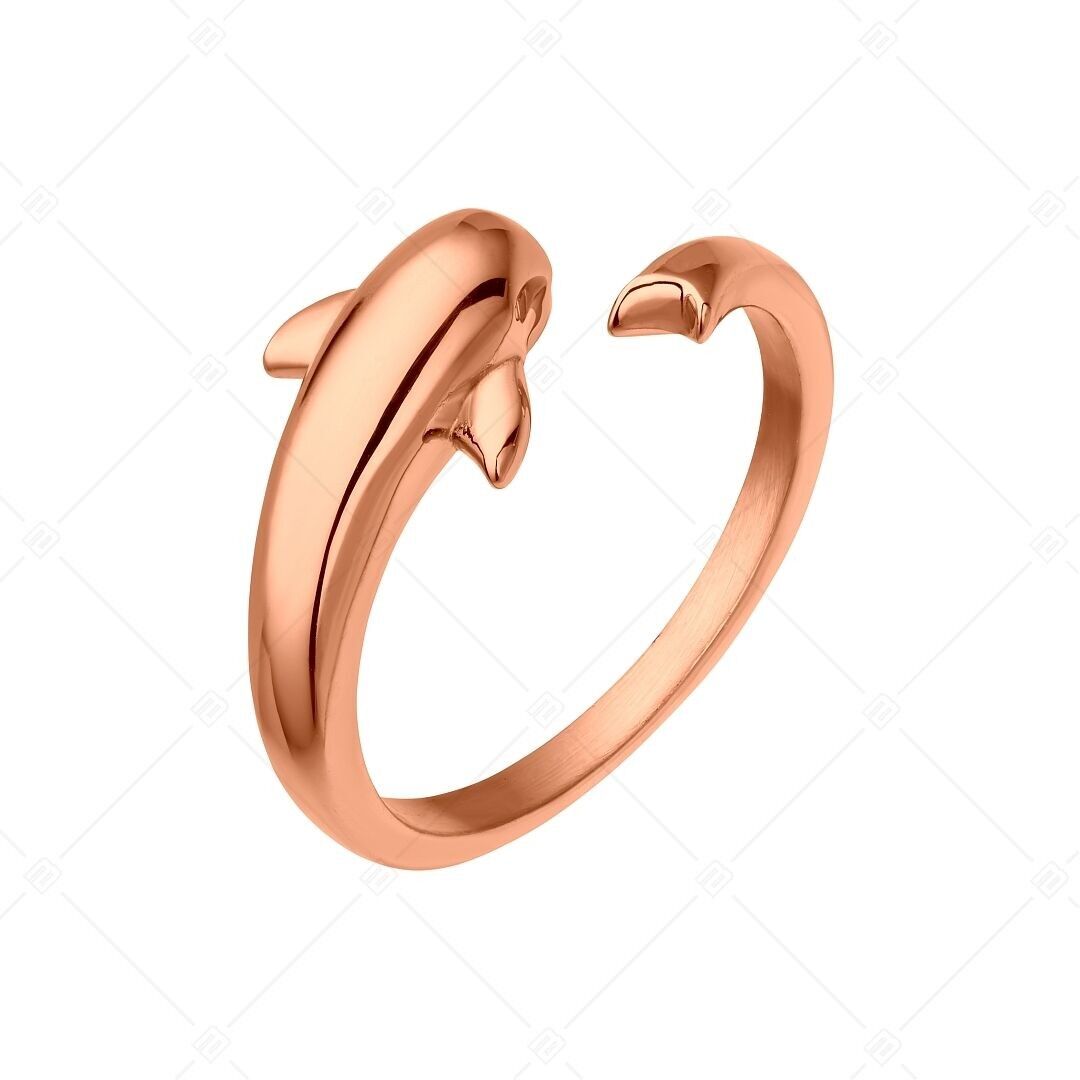 BALCANO - Anillo para el dedo del pie de acero inoxidable con forma de delfín, chapado en oro rosa de 18 quilates