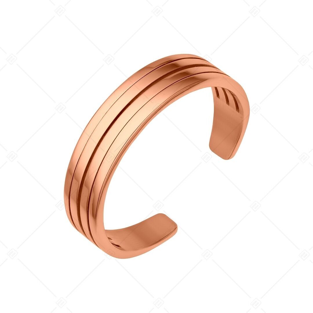 BALCANO - Anillo para el dedo del pie de acero inoxidable con forma de arco/multicarril, chapado en oro rosa de 18 quilates