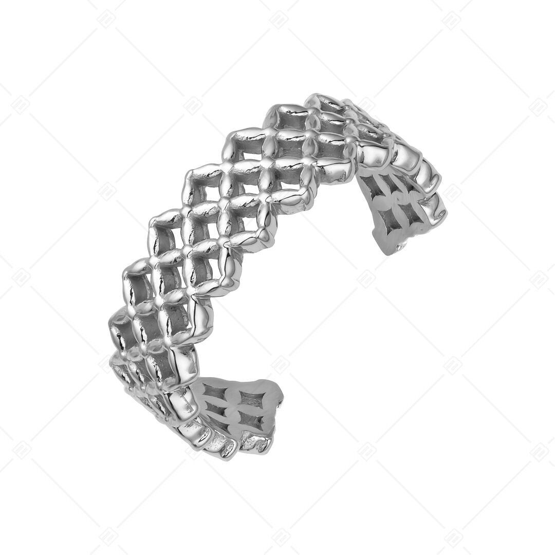 BALCANO - Anillo para el dedo del pie de acero inoxidable con forma de encaje, pulido brillante