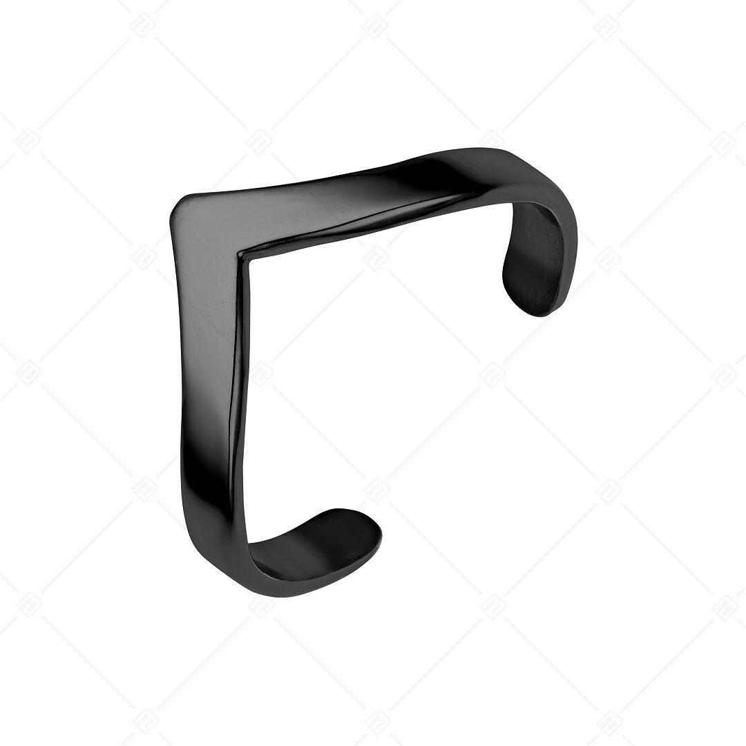 BALCANO - Anillo para el dedo del pie de acero inoxidable en forma de "V" con baño de PVD negro.