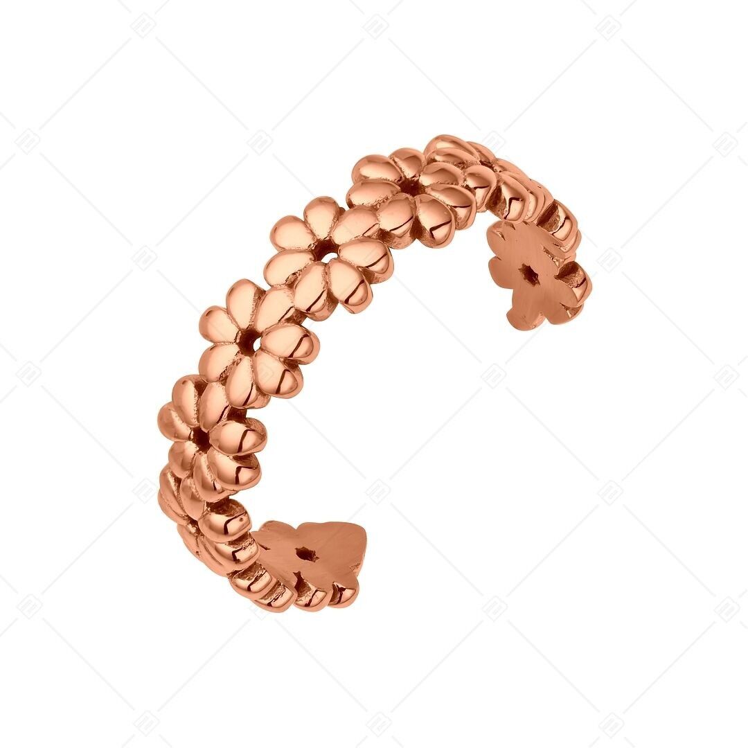 BALCANO - Anillo para el dedo del pie de acero inoxidable con margaritas, chapado en oro rosa de 18 quilates