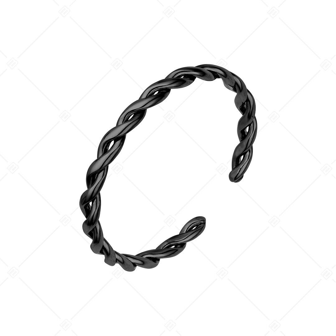 BALCANO - Anillo para el dedo del pie de acero inoxidable trenzado, con baño de PVD negro
