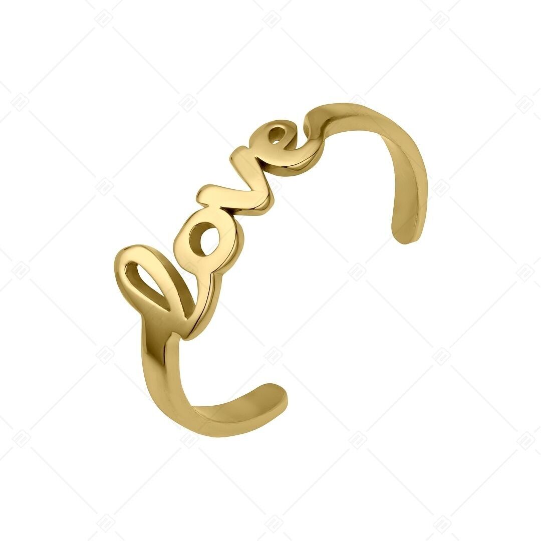 BALCANO - Anillo de acero inoxidable con símbolo de amor, chapado en oro de 18 quilates.