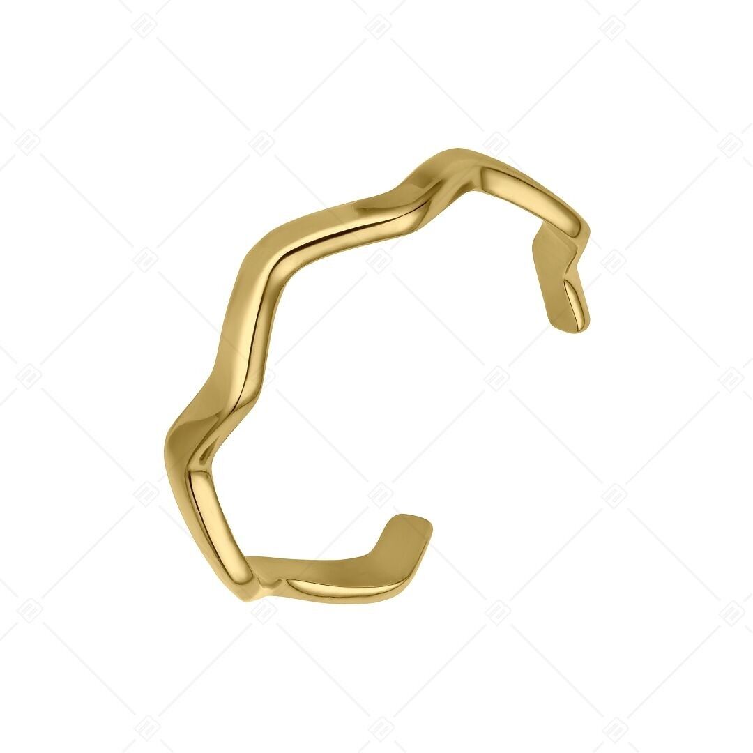 BALCANO - Anillo para el dedo del pie de acero inoxidable con forma de onda, chapado en oro de 18 quilates