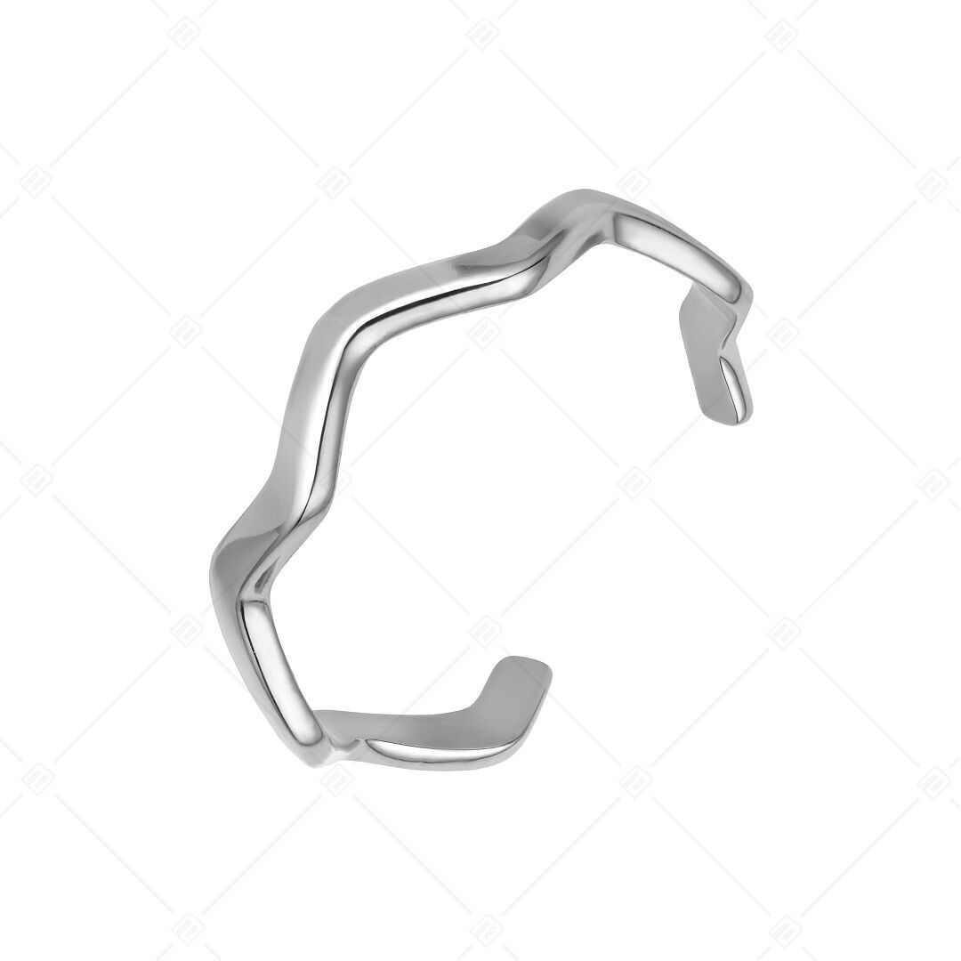 BALCANO - Anillo para el dedo del pie de acero inoxidable con forma de onda, pulido brillante