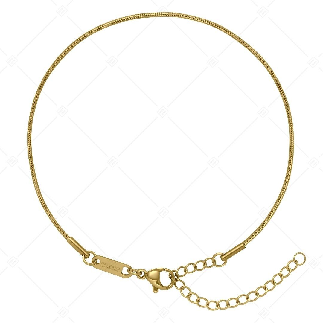 BALCANO - Tobillera de cadena de serpiente de acero inoxidable, chapada en oro de 18 quilates - 1,2 mm