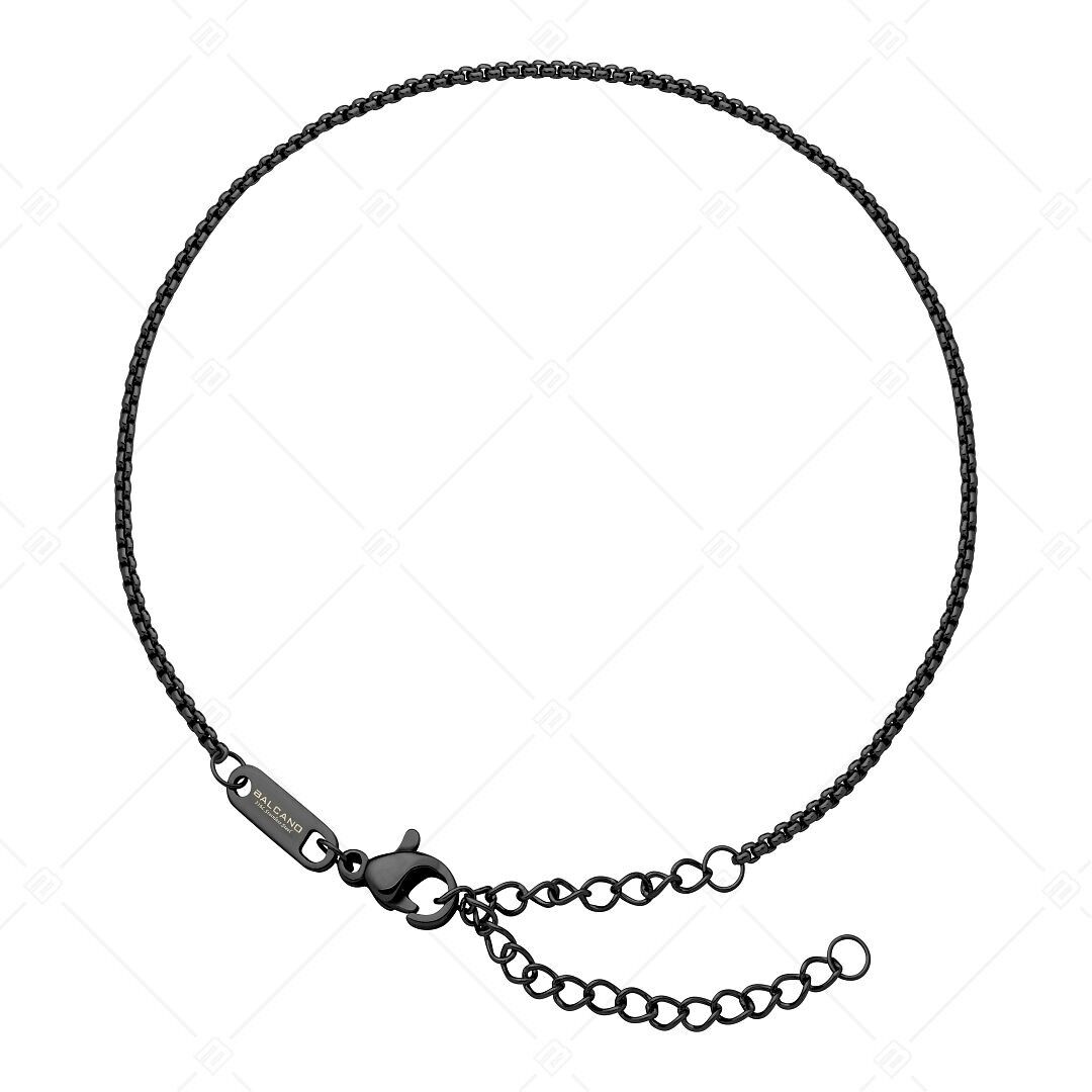 BALCANO - Tobillera veneciana redonda / Tobillera veneciana redonda de acero inoxidable, chapada en PVD negro - 1,2 mm