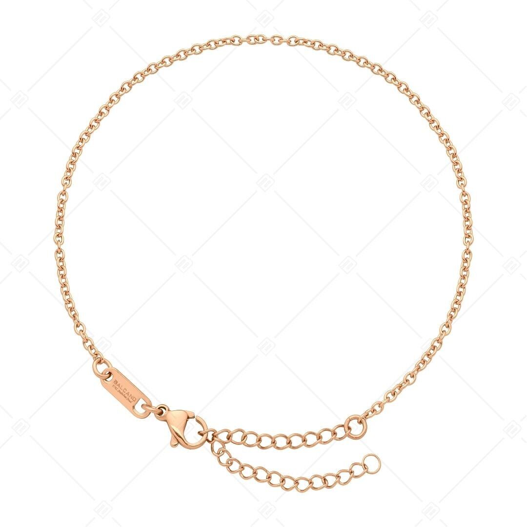 BALCANO - Cadena de cable / Tobillera de acero inoxidable, chapada en oro rosa de 18 quilates - 2 mm