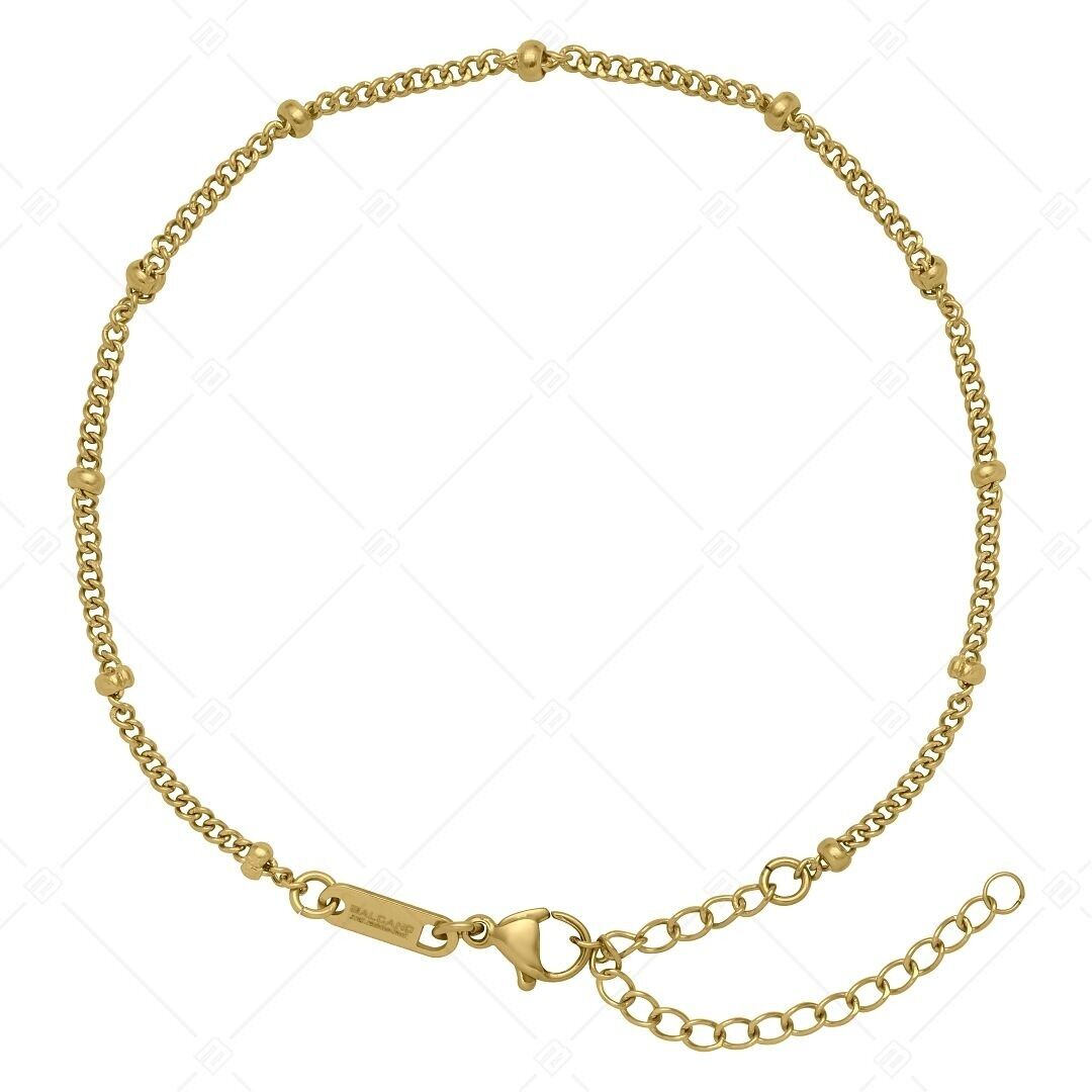 BALCANO - Saturno / Tobillera Saturno de acero inoxidable, chapada en oro de 18 quilates - 2 mm