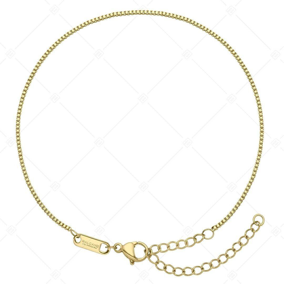 BALCANO - Tobillera de cadena veneciana de acero inoxidable, chapada en oro de 18 quilates - 1,2 mm