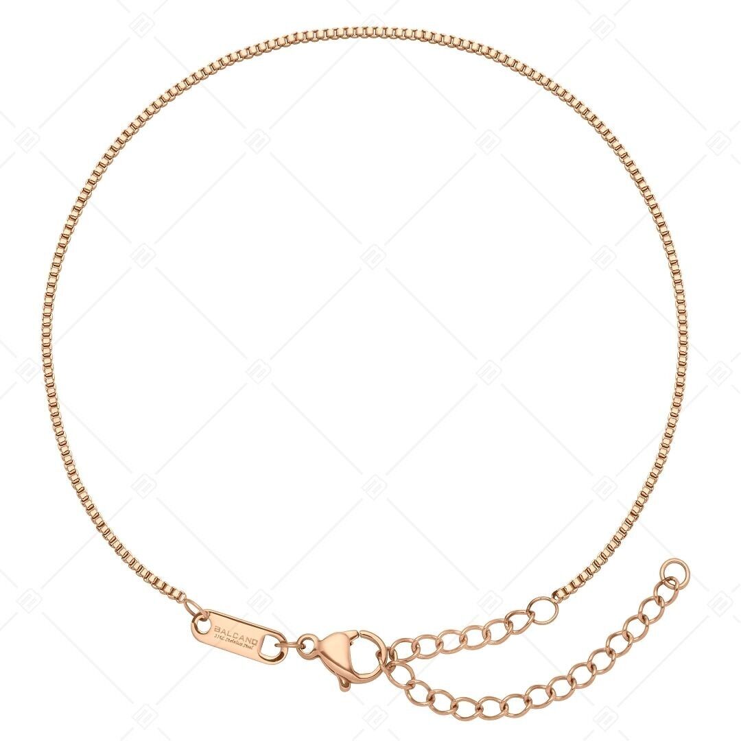 BALCANO - Tobillera veneciana de cadena veneciana de acero inoxidable, chapada en oro rosa de 18 quilates - 1,2 mm