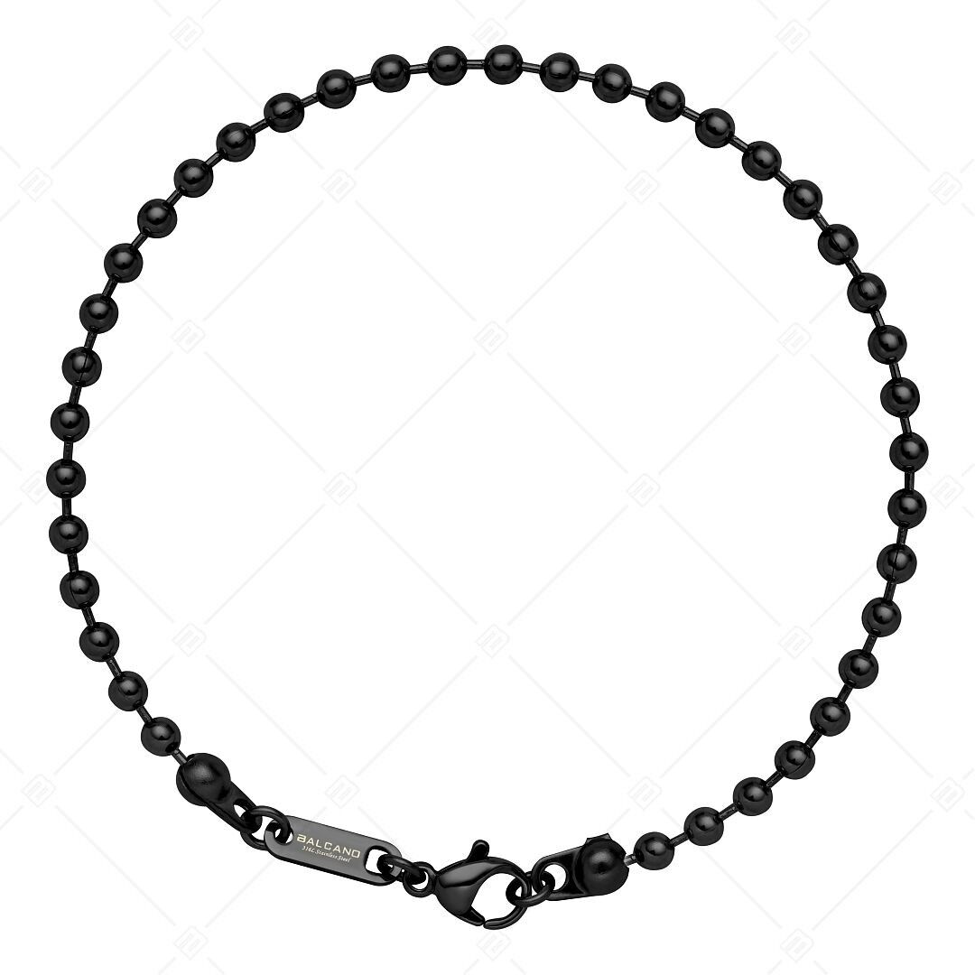 BALCANO - Cadena de bolas / Tobillera de acero inoxidable con baño de PVD negro - 3 mm