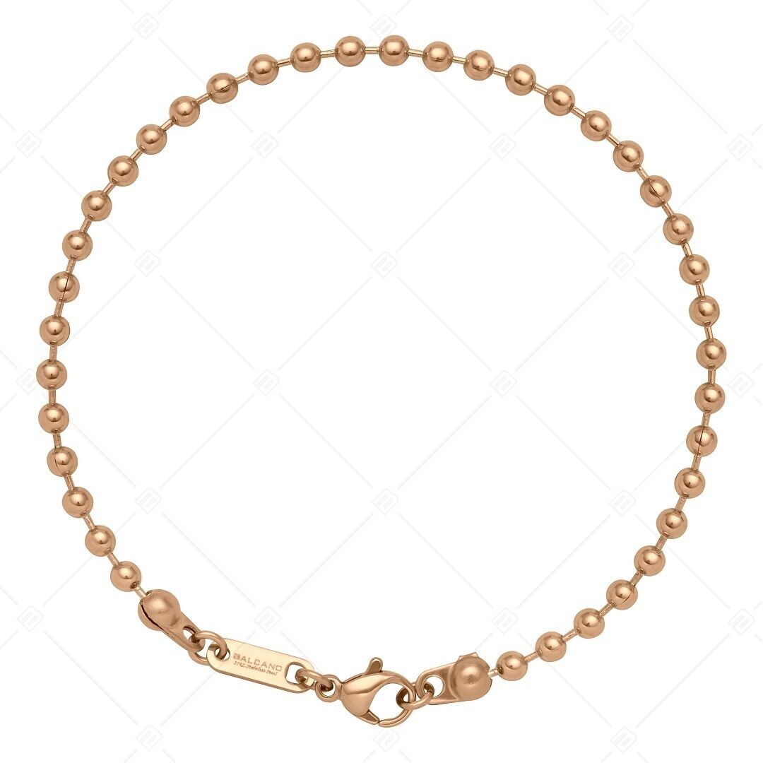 BALCANO - Cadena de Bolas / Tobillera de Acero Inoxidable, Chapada en Oro Rosa de 18 K - 3 mma