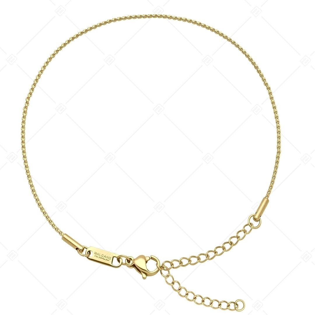 BALCANO - Spiga / Tobillera de cadena Spiga de acero inoxidable, chapada en oro de 18 quilates - 1,1 mm