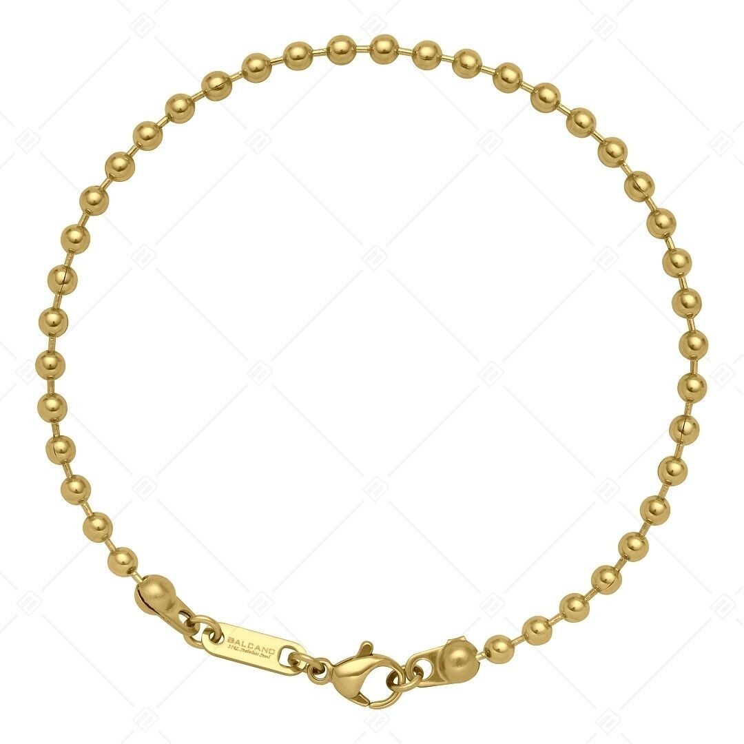 BALCANO - Cadena de Bolas / Tobillera de Acero Inoxidable, Baño de Oro de 18 K - 3 mm