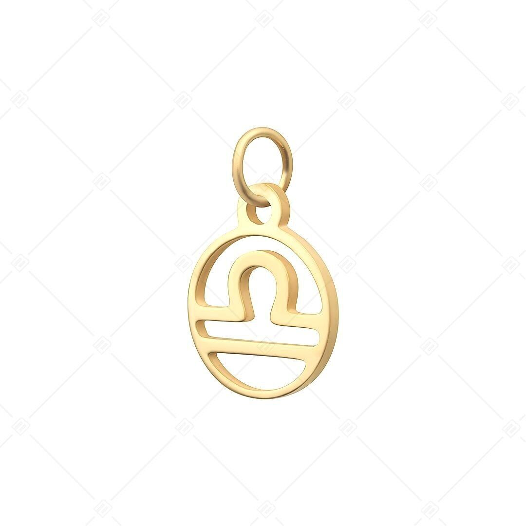 BALCANO - Charm de horóscopo de acero inoxidable, chapado en oro de 18 quilates - Libra