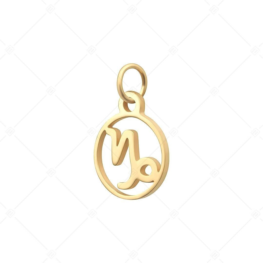 BALCANO - Charm Horóscopo de Acero Inoxidable, Baño de Oro de 18 K - Capricornio