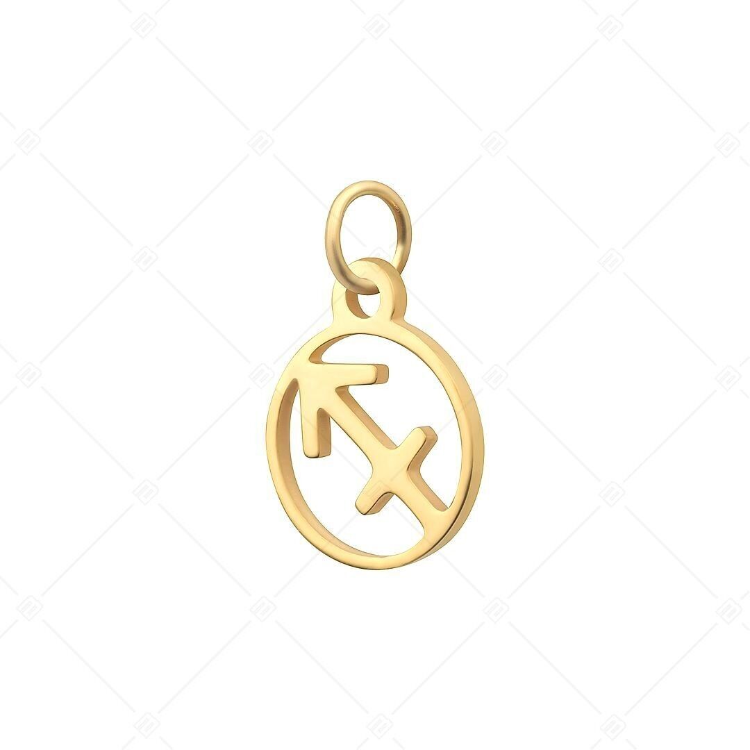 BALCANO - Charm de Horóscopo de Acero Inoxidable, Baño de Oro de 18 K - Sagitario