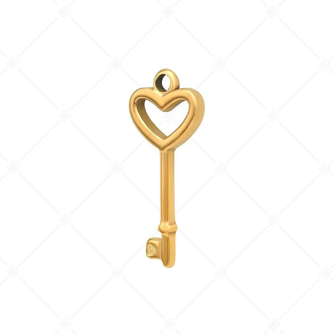 BALCANO - Charm en forma de llave de acero inoxidable, chapado en oro de 18 quilates