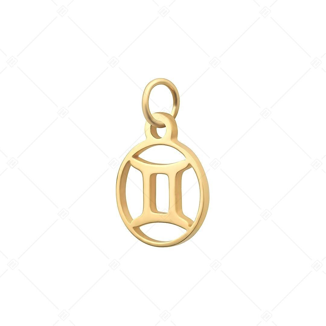 BALCANO - Charm oroscopio de acero inoxidable, chapado en oro de 18 quilates - Géminis