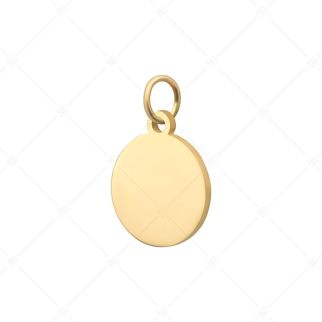 BALCANO - Charm redondo de acero inoxidable, chapado en oro de 18 quilates