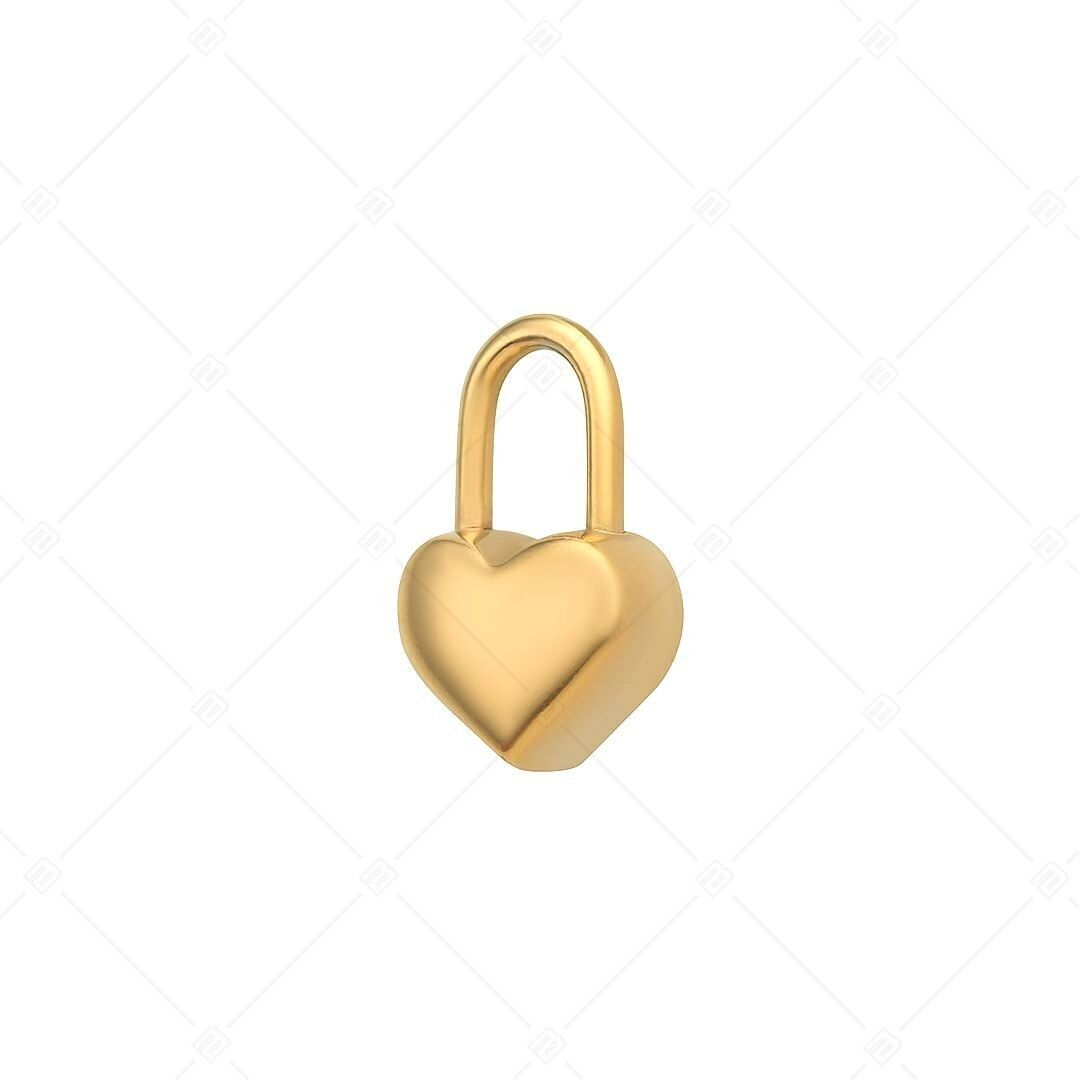 BALCANO - Charm de candado en forma de corazón de acero inoxidable, chapado en oro de 18 quilates