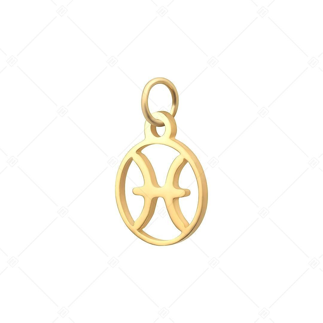 BALCANO - Charm de horóscopo de acero inoxidable, chapado en oro de 18 quilates - Piscis