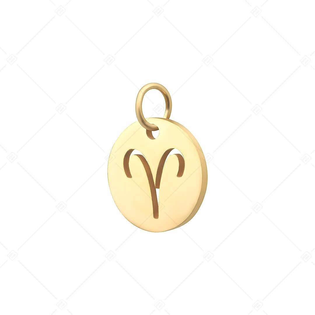 BALCANO - Charm de horóscopo de acero inoxidable, chapado en oro de 18 quilates - Aries