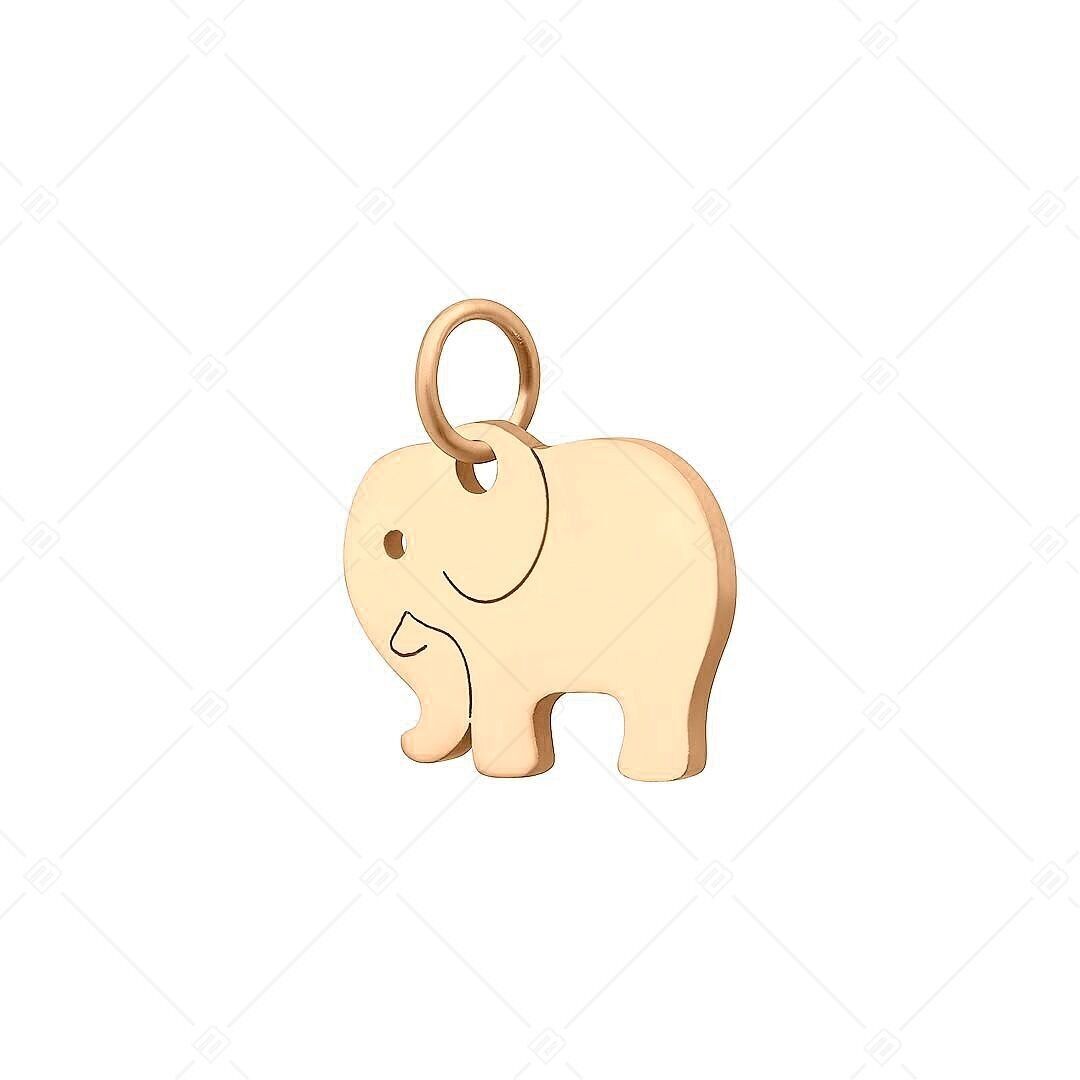 BALCANO - Charm de acero inoxidable con forma de elefante, chapado en oro rosa de 18 quilates