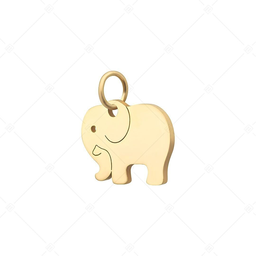 BALCANO - Charm de acero inoxidable con forma de elefante, chapado en oro de 18 quilates