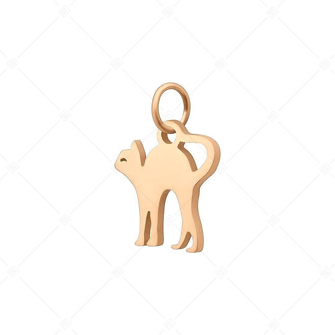BALCANO - Charm de acero inoxidable con forma de gato, chapado en oro rosa de 18 quilates