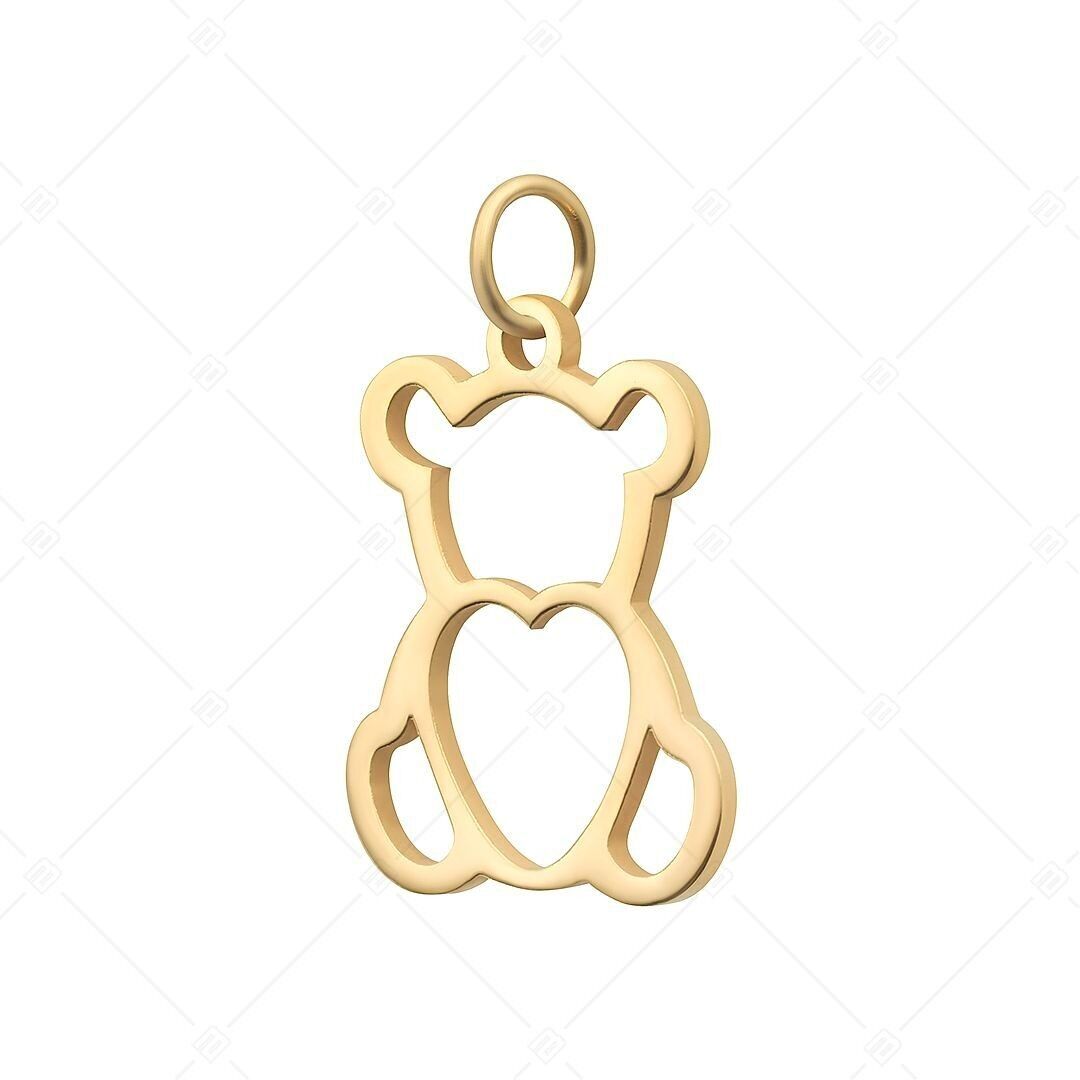 BALCANO - Charm de acero inoxidable con forma de osito de peluche, chapado en oro de 18 quilates