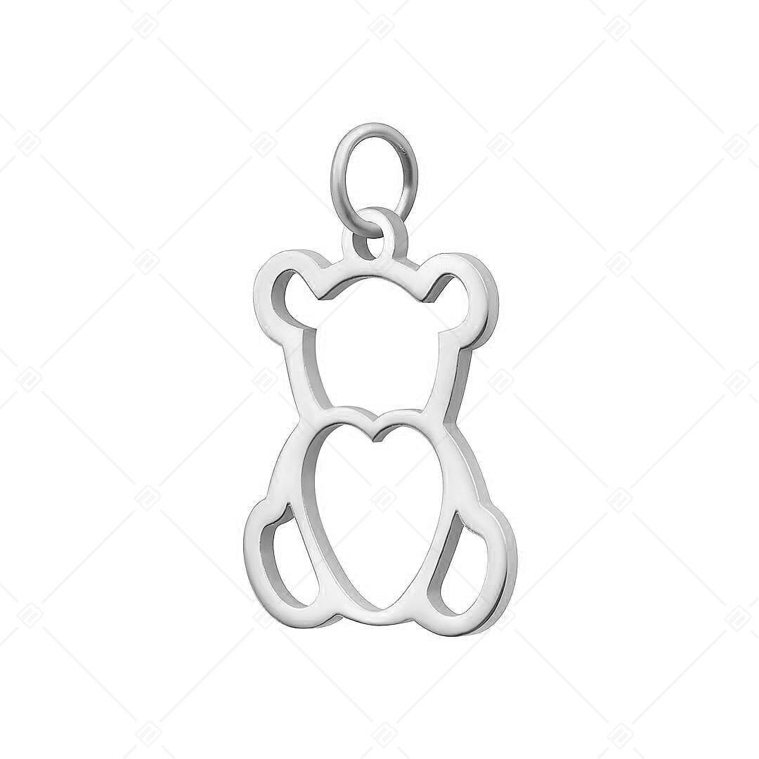 BALCANO - Charm de acero inoxidable con forma de osito de peluche, pulido