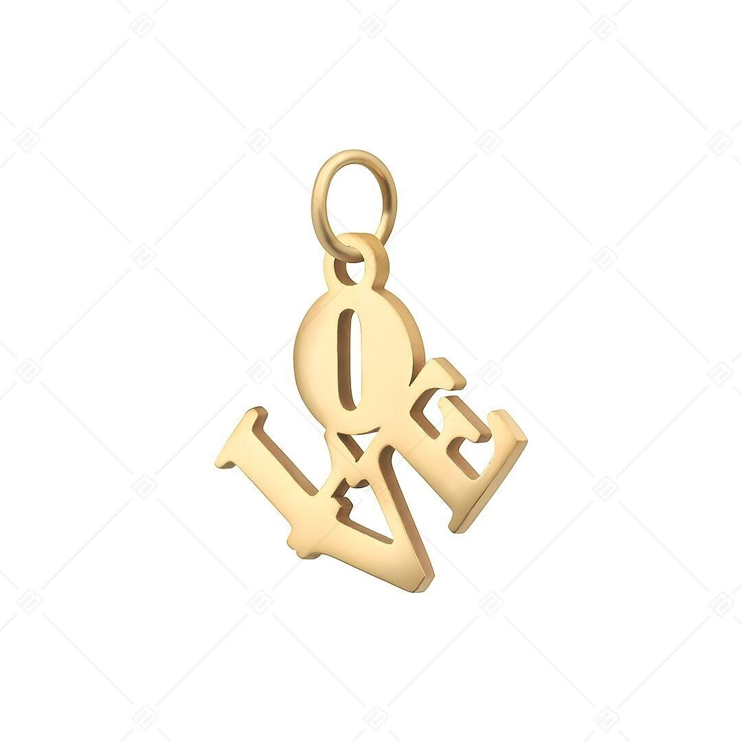 BALCANO - Charm LOVE de acero inoxidable, chapado en oro de 18 quilates