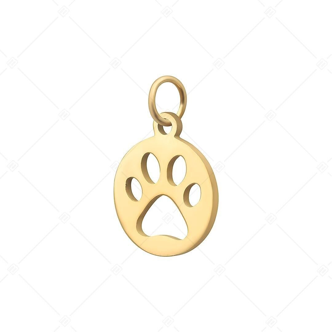 BALCANO - Charm redondo de acero inoxidable con diseño de pata, chapado en oro de 18 quilates