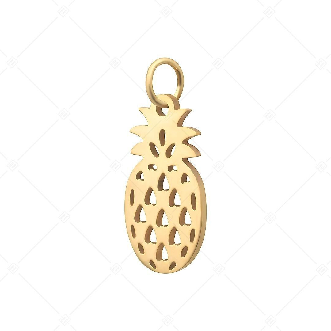 BALCANO - Charm de piña de acero inoxidable, chapado en oro de 18 quilates