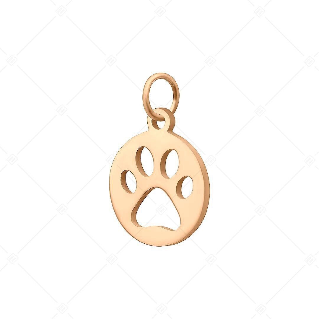 BALCANO - Charm redondo de acero inoxidable con diseño de pata, chapado en oro rosa de 18 quilates