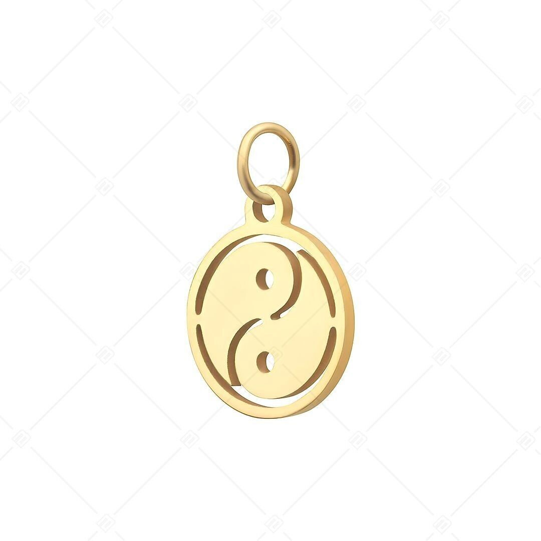 BALCANO - Charm redondo Yin-Yang de acero inoxidable, chapado en oro de 18 quilates
