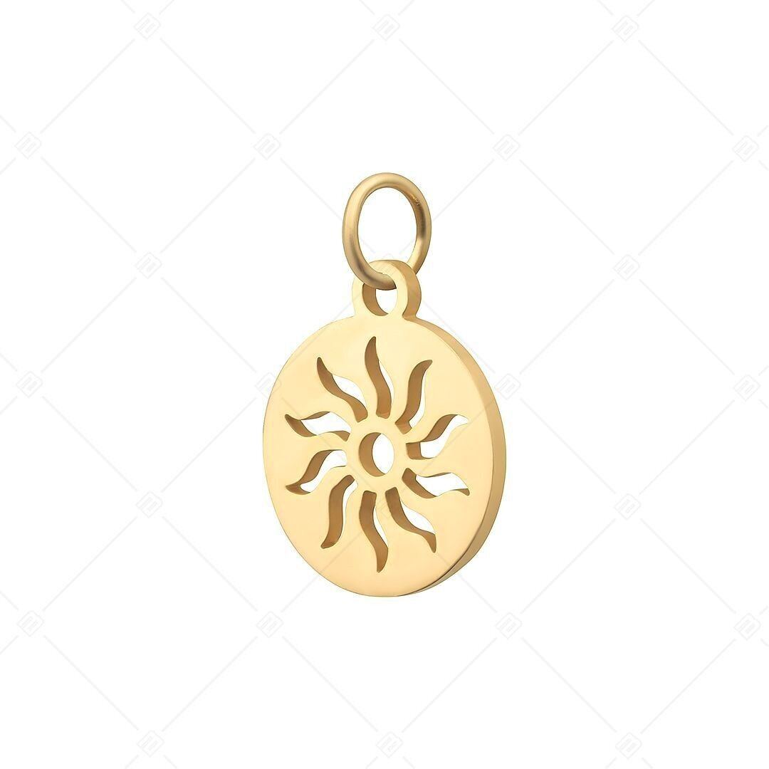 BALCANO - Charm de sol redondo de acero inoxidable, chapado en oro de 18 quilates