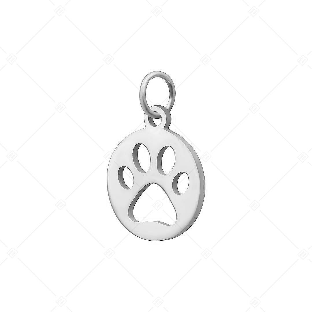 BALCANO - Charm redondo de acero inoxidable con diseño de pata, pulido brillante