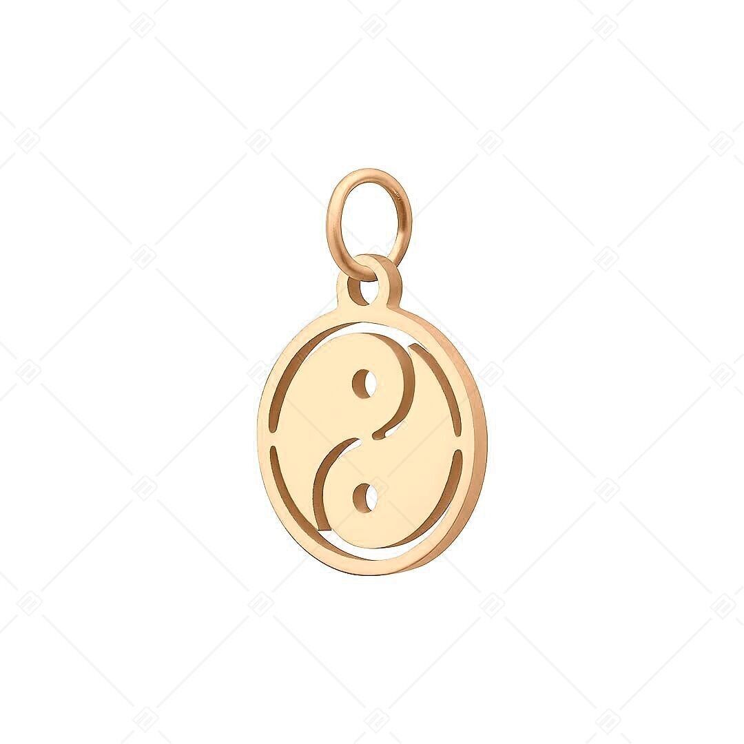 BALCANO - Charm redondo Yin-Yang de acero inoxidable, chapado en oro rosa de 18 quilates