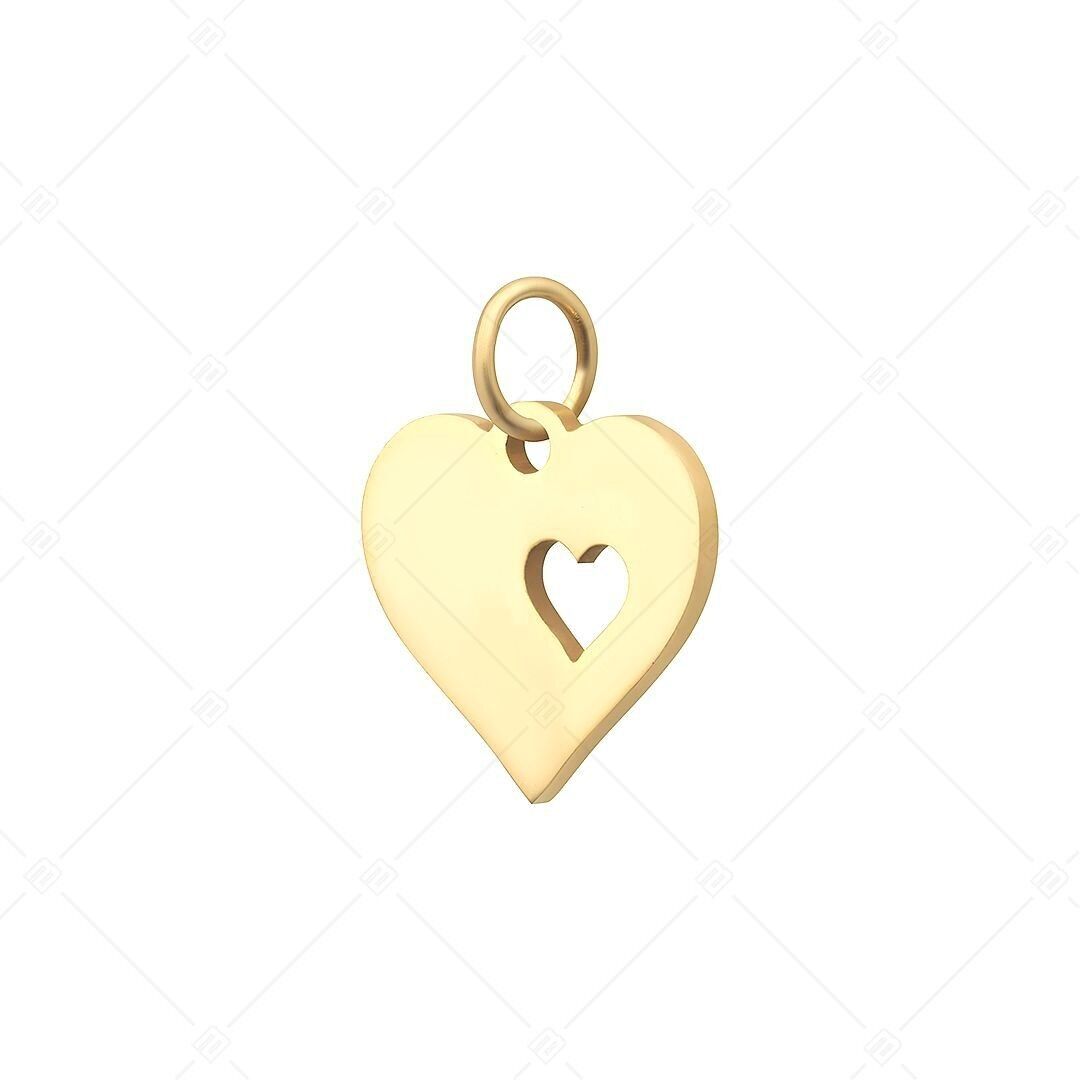 BALCANO - Charm Corazón en Corazón de Acero Inoxidable, Baño de Oro de 18 K