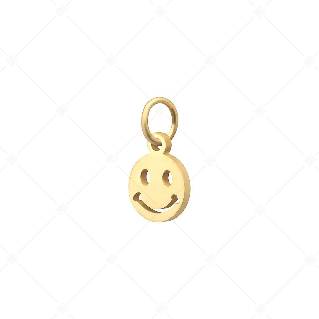 BALCANO - Charm Smiley de acero inoxidable, chapado en oro de 18 quilates