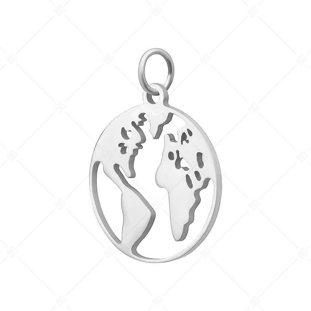 BALCANO - Charm de globo terráqueo de acero inoxidable, pulido brillante