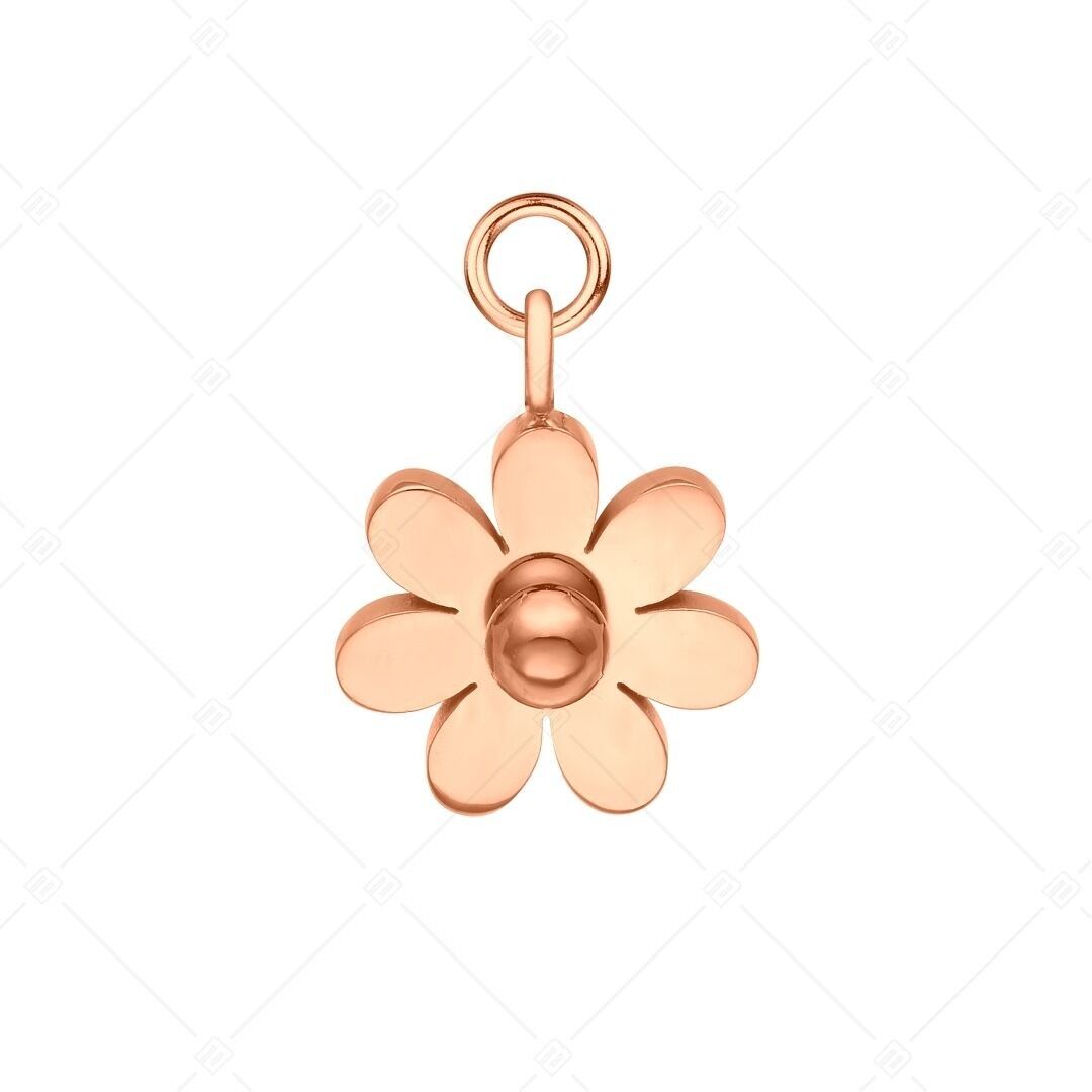 BALCANO - Charm de acero inoxidable con forma de flor de margarita, chapado en oro rosa de 18 quilates