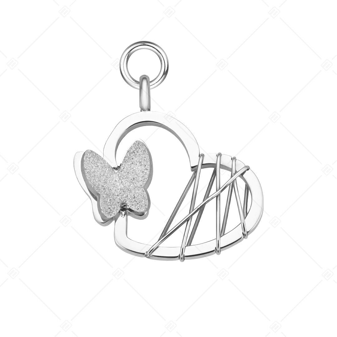 BALCANO - Papillon / Charm de acero inoxidable con mariposa, pulido alto