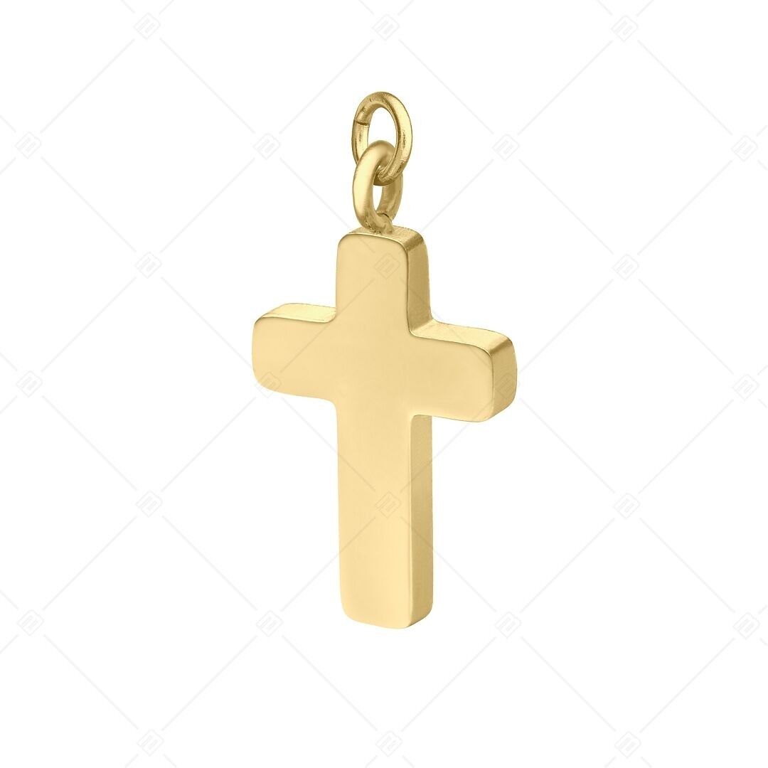 BALCANO - Charm de acero inoxidable con forma de cruz, chapado en oro de 18 quilates