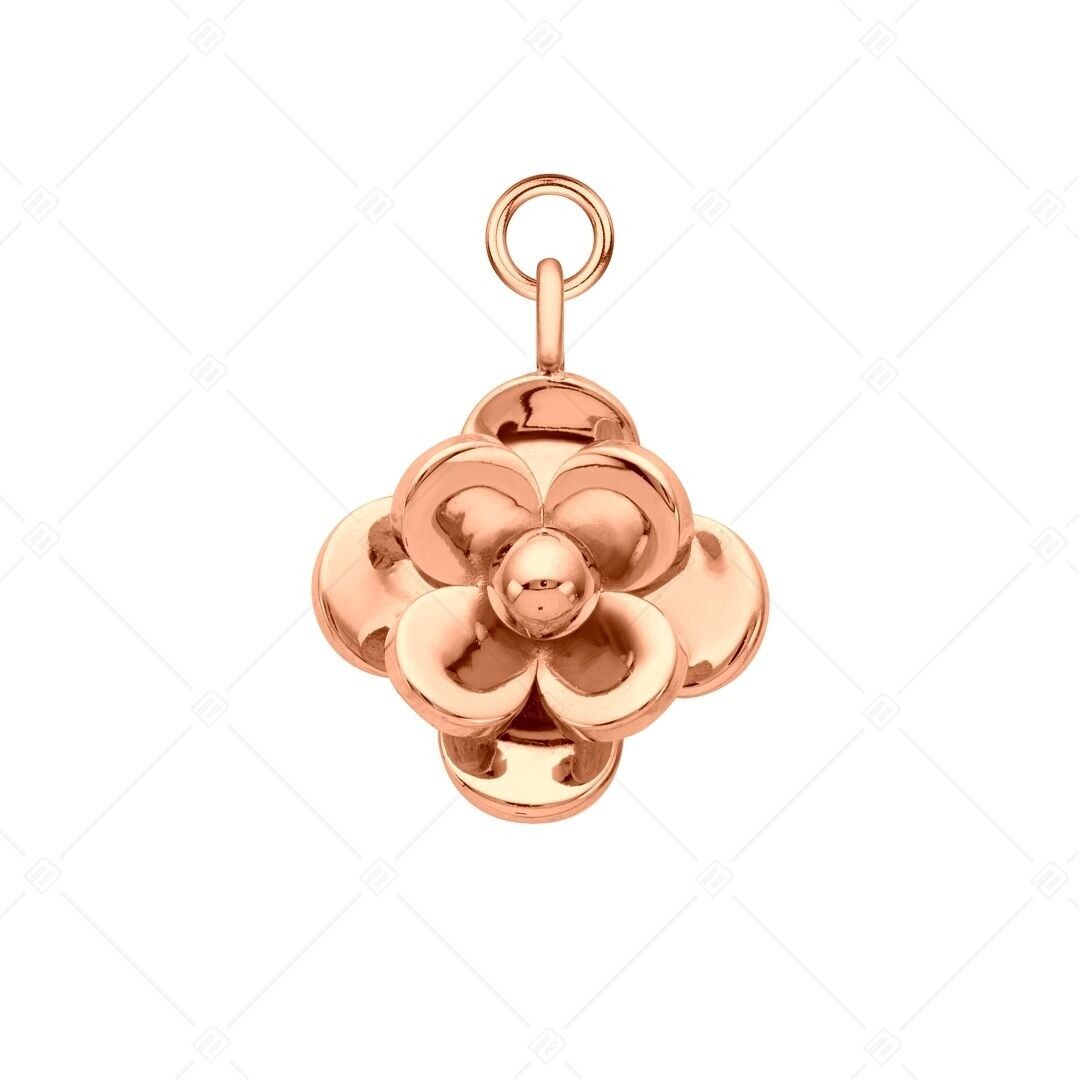 BALCANO - Charm de flor rosa/acero inoxidable, chapado en oro rosa de 18 quilates
