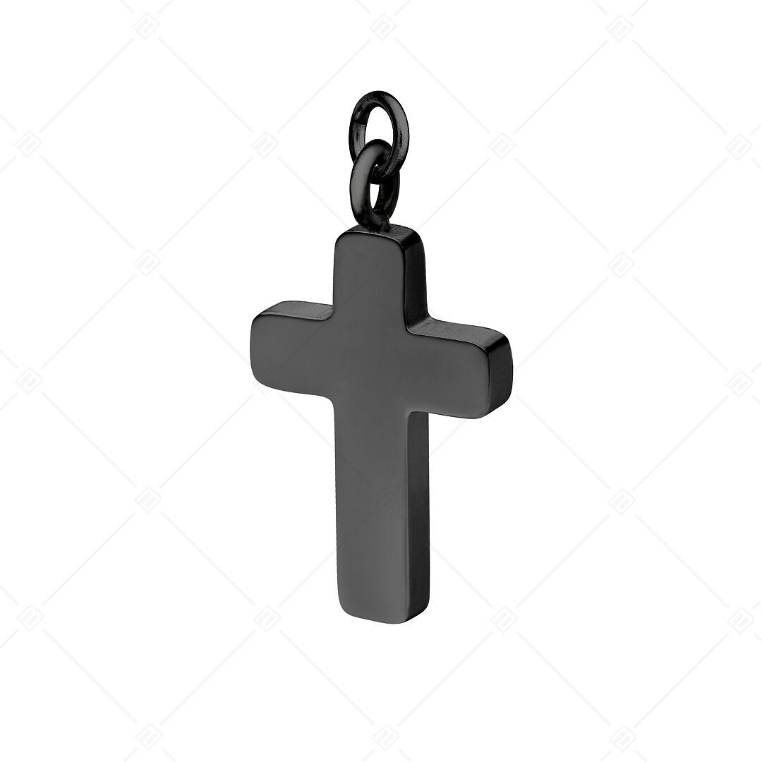 BALCANO - Charm de acero inoxidable con forma de cruz, chapado en PVD negro